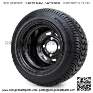 10" Black 8 Window Steel Golf Cart Wheels & Tires (205-50-10) Set of 4