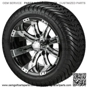 4 Golf Cart 215/35-12 Radial Tires on 12x7 Black/Machined Wheels