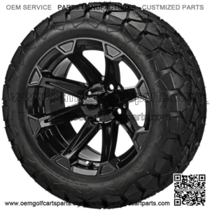 4 Golf Cart 22x10-14 Trail Fox Tires On 14x7 Gloss Black Viking Wheels