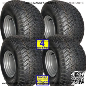 4) 20x10.00-8 Golf Cart Tires Wheels Rims fits EZGO Club Car Yamaha Harley more