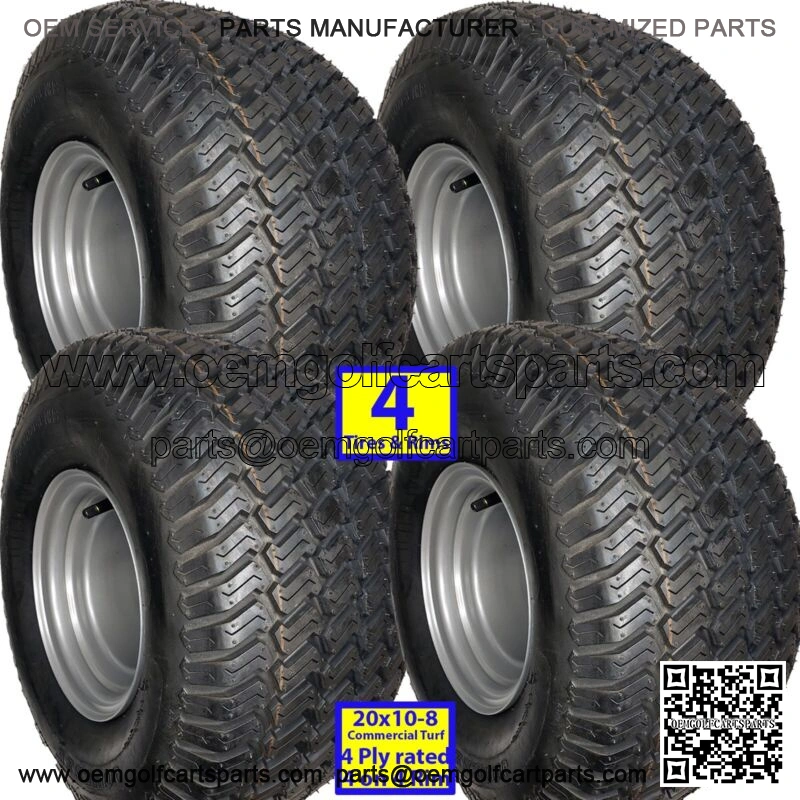 4) 20x10.00-8 Golf Cart Tires Wheels Rims fits EZGO Club Car Yamaha Harley more