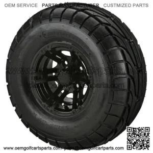 4 Golf Cart 22x10-10 Street Tires on 10x7 Matte Black Yukon Wheels
