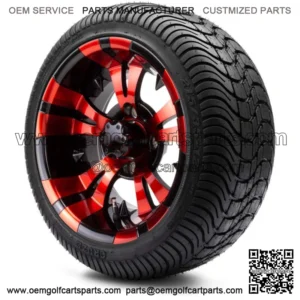 12" Vampire Red and Black Golf Cart Wheels and Tires (215-35-12) Set of 4