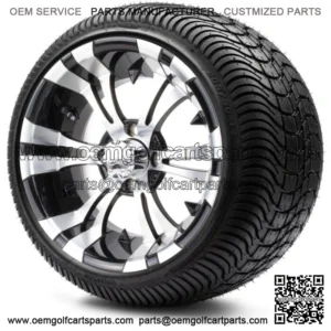 14" Vampire Machined Black Golf Cart Wheels and Tires (205-30-14) Set of 4