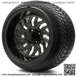 14" Carnage Black Ball Mill Golf Cart Wheels and Tires (205-30-14) Set of 4