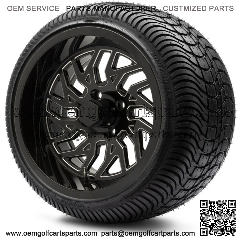 14" Carnage Black Ball Mill Golf Cart Wheels and Tires (205-30-14) Set of 4
