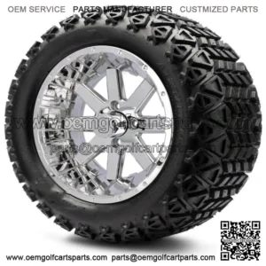 14" Assault Chrome Golf Cart Wheels and Tires (23x10.00-14) - Set of 4