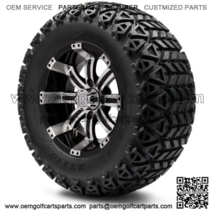 12" Machined and Black Golf Cart Wheels and Tires (23x10.50-12) Set of 4