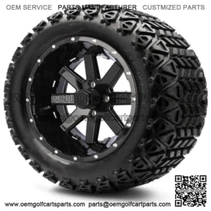 14" Assault Black Ball Mill Golf Cart Wheels and Tires 23x10.00-14 Set of 4