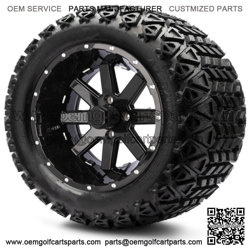 14" Assault Black Ball Mill Golf Cart Wheels and Tires 23x10.00-14 Set of 4