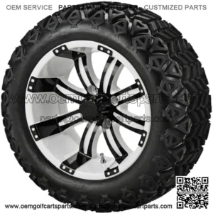 4 Golf Cart 23x10-14 All Terrain Tires on 14x7 White/Black Casino Wheels