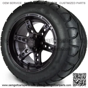 14" Reef Matte Black Golf Cart Wheels and Radial Tires (23x10-14)