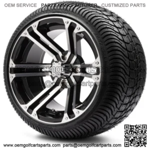 14" Enforcer Machined Black Golf Cart Wheels and Tires (205-30-14) Set of 4