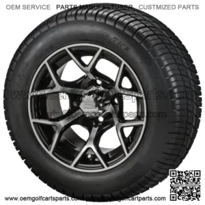 4 Golf Cart 215/50-12   Tires on  12x7 Black/Machined Ninja Wheels