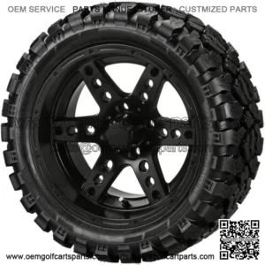 4 Golf Cart 23x10-14 Sierra Rover Tires on 14x7 Matte Black Chaos Wheels