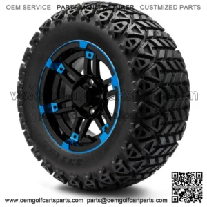 12" Aftershock Blue and Black Golf Cart Wheels and Tires (23x10.50-12) Set of 4