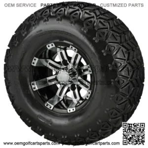 4 Golf  Cart 22x11-10 All-Terrain Tires on 10x7 Black/Machined  Wheels
