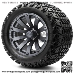 14" Bomber Matte Gunmetal Golf Cart Wheels and Tires (23x10.00-14) Set of 4