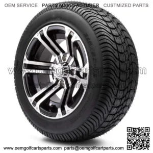 12" Enforcer Machined and Black Golf Cart Wheels and Tires (215-50-12) Set of 4