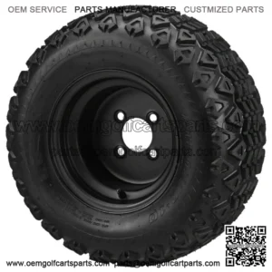 4 Golf Cart 20X10-10 A/T Tires on 10x7 Flat Black Steel Wheels