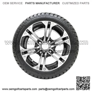 Set of 4 12" Black/Machined Golf Cart Wheels & 215/35-12 (18") Tires