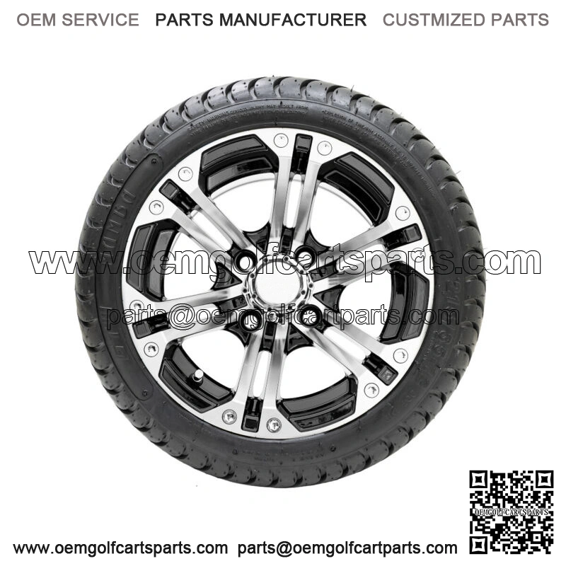 Set of 4 12" Black/Machined Golf Cart Wheels & 215/35-12 (18") Tires
