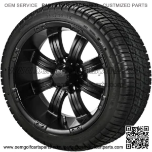 4 Golf Cart 205/30-14 Tires on a 14x7 Matte Black Wheels Free Freight