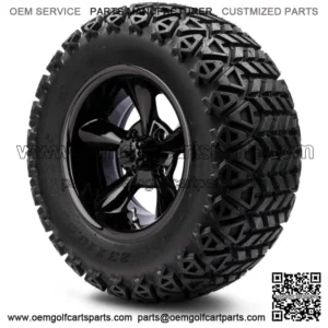 12" Godfather Glossy Black Golf Cart Wheels & Tires (23x10.50-12) Set of 4