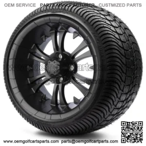 14" Vampire Matte Black Golf Cart Wheels and Tires (205-30-14) Set of 4