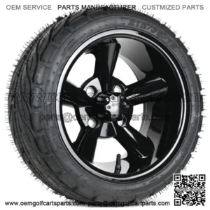 Set of 4 12" Gloss Black 5 Spoke Golf Cart Wheels & 215/35-12 Tires DOT