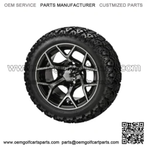 4 Golf Cart 23x10-14 All Terrain Tires on 14x7 Black/Machined Ninja Wheels