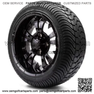 12" Vampire Glossy Black Golf Cart Wheels and Tires (215-35-12) - Set of 4