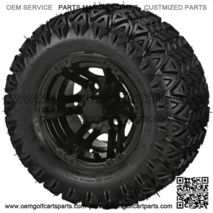 4 Golf  Cart 20X10-10 All-Terrain Tires on 10x7 Gloss Black Yukon  Wheels