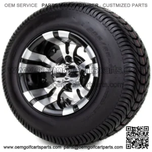 10" Vampire Machined and Black Golf Cart Wheels and Tires (205-65-10) - Set of 4