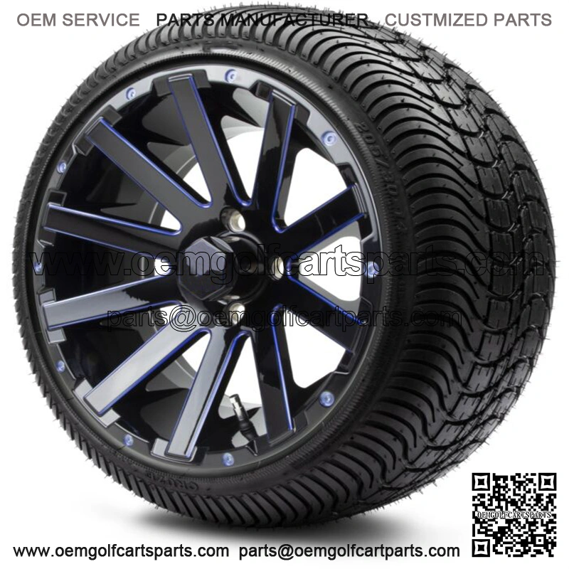 14" Mauler Blue Ball Mill Golf Cart Wheels and Tires (205-30-14) Set of 4