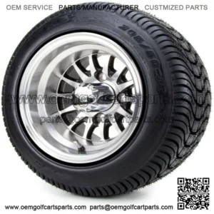 10" Medusa Machined and Black Golf Cart Wheels and Tires (205-50-10) - Set of 4