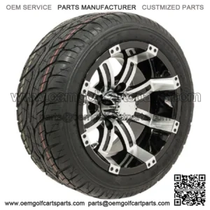 Set of 4 12" Black/Machined Golf Cart Wheels & 205/30-12 (18") Tires
