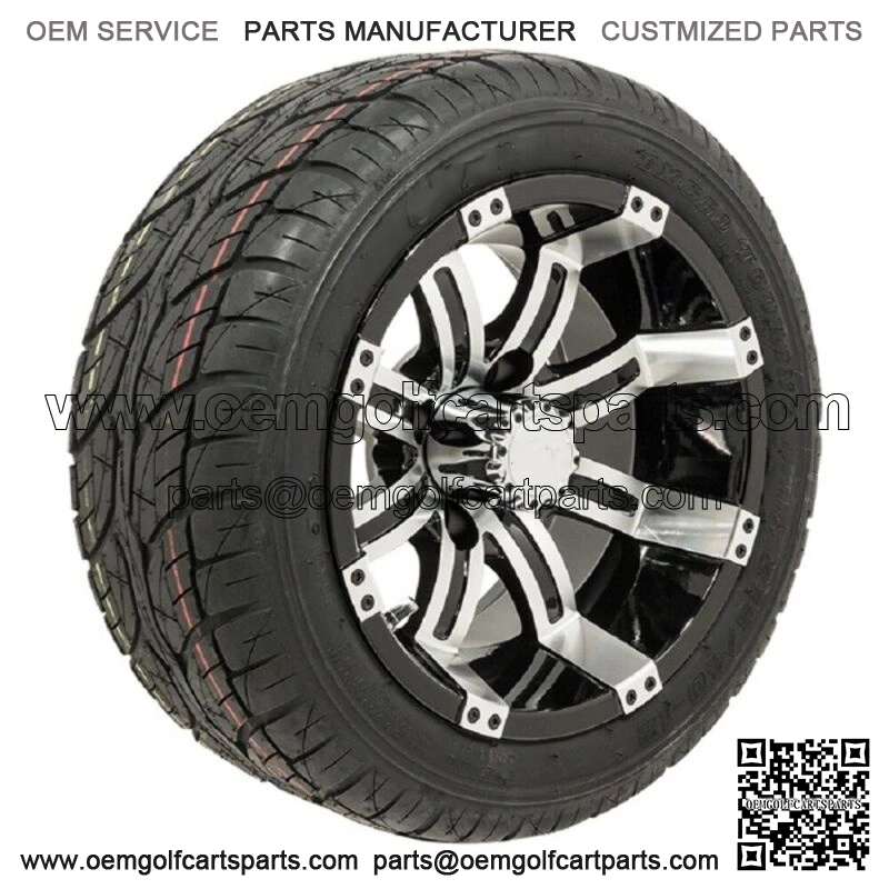 Set of 4 12" Black/Machined Golf Cart Wheels & 205/30-12 (18") Tires
