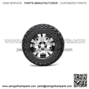 Set of 4 12" Vampire Black/Machined Golf Cart Wheels on 23" A/T Tires