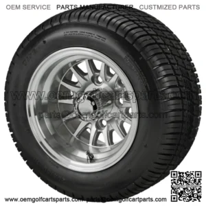 10" 14-Spoke Silver/Machined on 205/50-10 Deli Tires (Set of 4) fits Standard