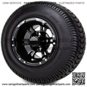 10" Ambush Glossy Black Golf Cart Wheels and Tires (205-65-10) - Set of 4
