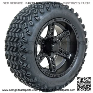 Golf Cart 14" Dominator Matte Black Wheels & 23" All Terrain Tires - Set of 4