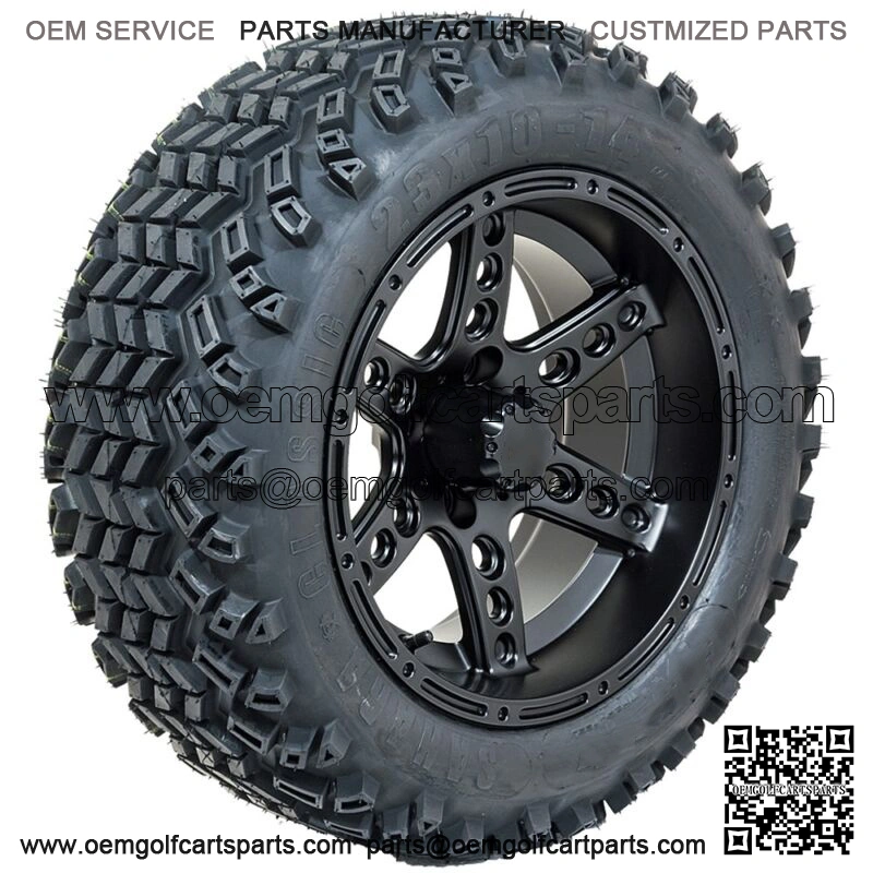 Golf Cart 14" Dominator Matte Black Wheels & 23" All Terrain Tires - Set of 4