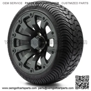 12" Bomber Matte Gunmetal Golf Cart Wheels and Tires (215-35-12) - Set of 4