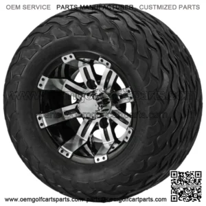 4 Golf Cart 20x10-10 Lightning Tires  10x7 Blk/Machined Wheels