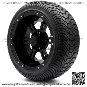 12" Ambush Glossy Black Golf Cart Wheels and Tires (215-35-12) - Set of 4