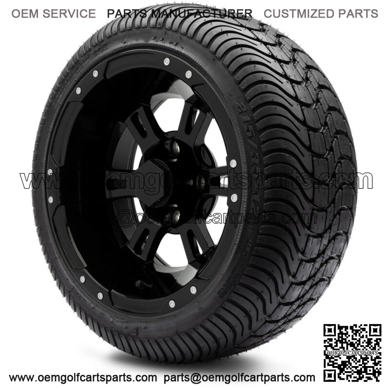 12" Ambush Glossy Black Golf Cart Wheels and Tires (215-35-12) - Set of 4