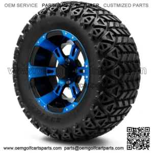 12" Ambush Blue and Black Golf Cart Wheels and Tires (23x10.50-12) Set of 4