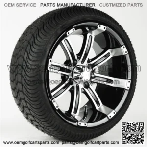 Set of 4 14" Black w/Machine Face Spoke Golf Cart Wheels & 205/30-14 Tires DOT