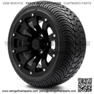 12" Bomber Matte Black Golf Cart Wheels and Tires (215-35-12) - Set of 4